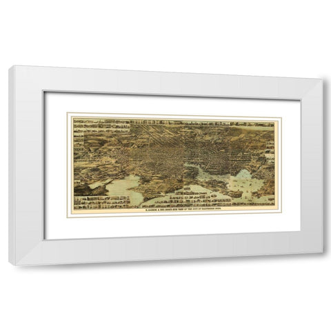 Baltimore Maryland - Sachese 1869 White Modern Wood Framed Art Print with Double Matting by Sachese