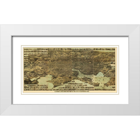 Baltimore Maryland - Sachese 1869 White Modern Wood Framed Art Print with Double Matting by Sachese
