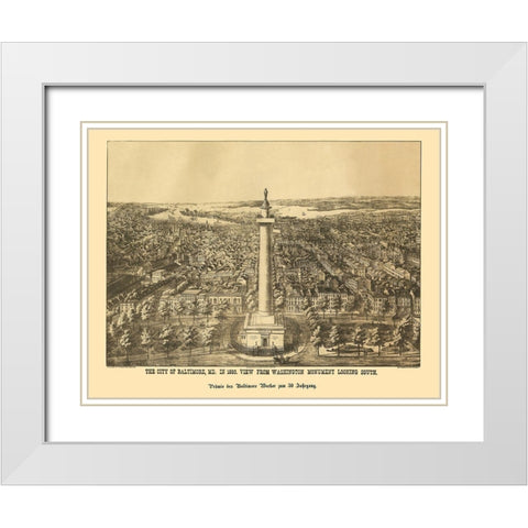 Baltimore Maryland - Sachese 1880 White Modern Wood Framed Art Print with Double Matting by Sachese