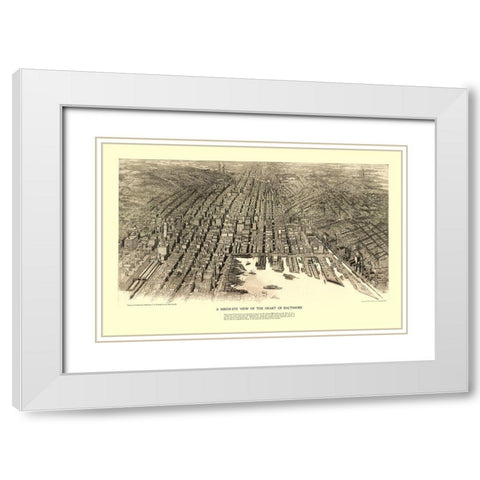 Baltimore Maryland - Munder 1912 White Modern Wood Framed Art Print with Double Matting by Munder