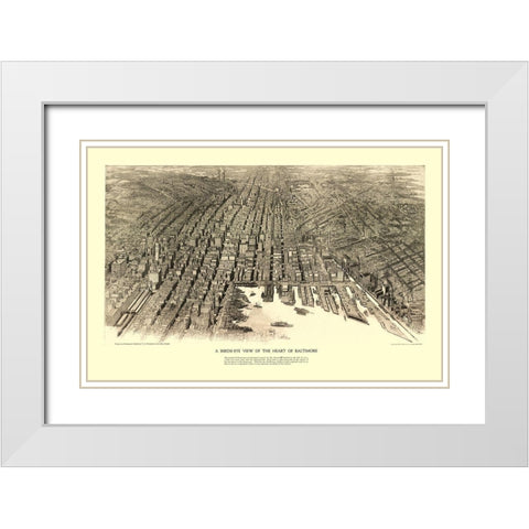 Baltimore Maryland - Munder 1912 White Modern Wood Framed Art Print with Double Matting by Munder