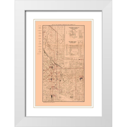 Baltimore Maryland - Horn  1910  White Modern Wood Framed Art Print with Double Matting by Horn