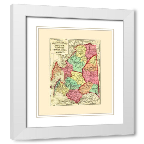 Caroline  Queen Anne  Talbot Maryland White Modern Wood Framed Art Print with Double Matting by Martenet