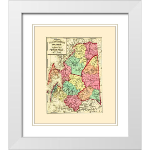 Caroline  Queen Anne  Talbot Maryland White Modern Wood Framed Art Print with Double Matting by Martenet