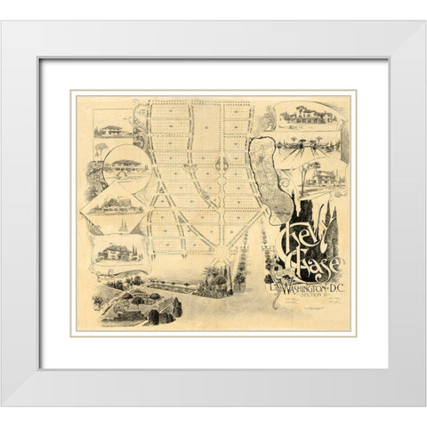 Chevy Chase Maryland - Fisher 1890  White Modern Wood Framed Art Print with Double Matting by Fisher