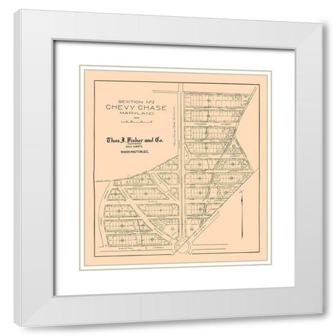 Chevy Chase Maryland - Fisher 1890  White Modern Wood Framed Art Print with Double Matting by Fisher