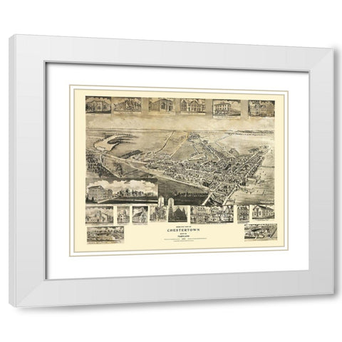 Chestertown Maryland - Fowler 1907 White Modern Wood Framed Art Print with Double Matting by Fowler