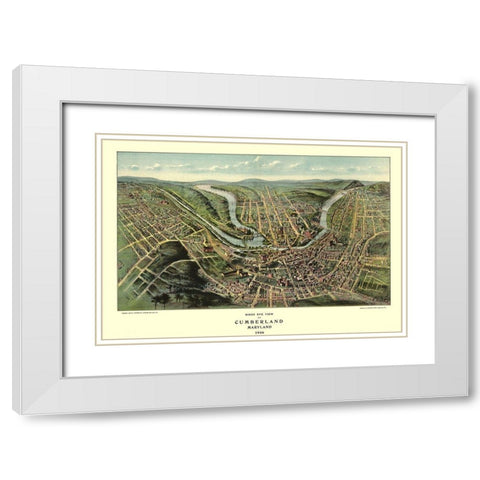Cumberland Maryland - Fowler 1906 White Modern Wood Framed Art Print with Double Matting by Fowler