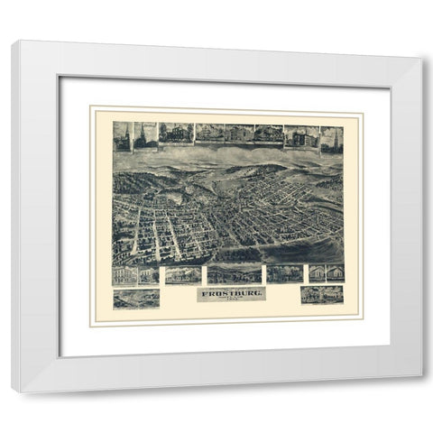 Frostburg Maryland - Fowler 1905 White Modern Wood Framed Art Print with Double Matting by Fowler