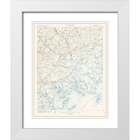 Gunpowder Maryland Pennsylvania Quad - USGS 1901 White Modern Wood Framed Art Print with Double Matting by USGS