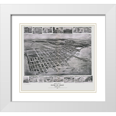 Havre De Grace Maryland - Fowler 1907 White Modern Wood Framed Art Print with Double Matting by Fowler
