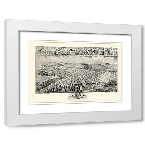 Lonaconing Maryland - Fowler 1905  White Modern Wood Framed Art Print with Double Matting by Fowler