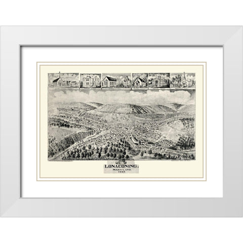 Lonaconing Maryland - Fowler 1905  White Modern Wood Framed Art Print with Double Matting by Fowler