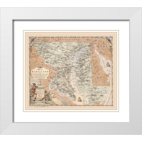 Maryland - Price 1794  White Modern Wood Framed Art Print with Double Matting by Price