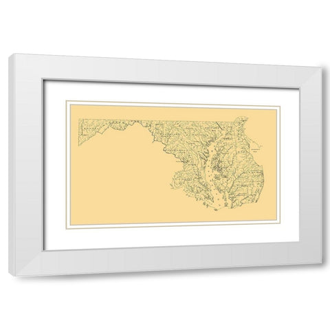 Maryland -1893 White Modern Wood Framed Art Print with Double Matting by Unknown
