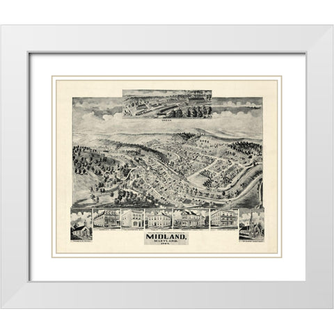 Midland Maryland - Fowler 1905  White Modern Wood Framed Art Print with Double Matting by Fowler