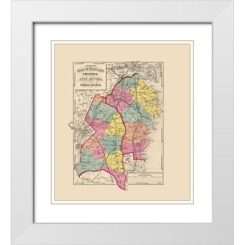 Prince George  Anne Arundel Maryland White Modern Wood Framed Art Print with Double Matting by Martenet