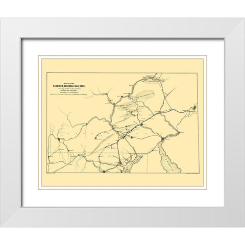 Reading and Columbia Railroad - Endicott 1850 White Modern Wood Framed Art Print with Double Matting by Endicott