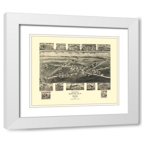 Rising Sun Maryland - Fowler 1907 White Modern Wood Framed Art Print with Double Matting by Fowler