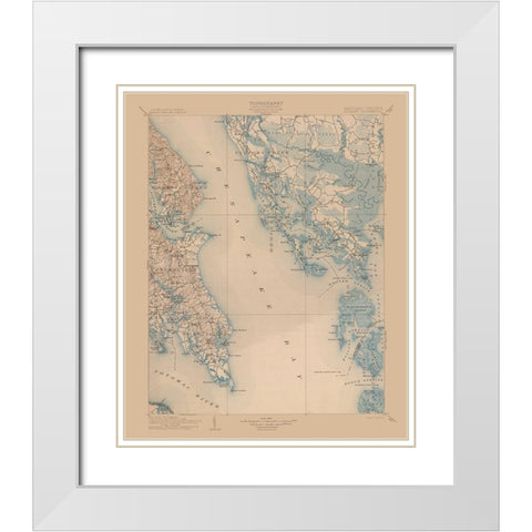 St Mary Maryland Quad - USGS 1906 White Modern Wood Framed Art Print with Double Matting by USGS