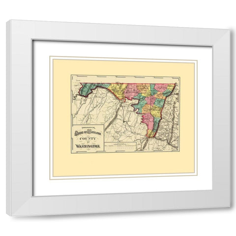 Washington Maryland - Martenet 1873 White Modern Wood Framed Art Print with Double Matting by Martenet