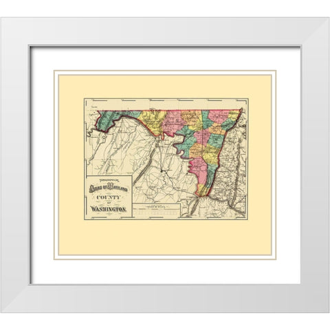Washington Maryland - Martenet 1873 White Modern Wood Framed Art Print with Double Matting by Martenet