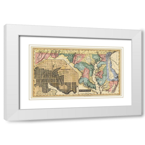 Maryland - Lucas 1823 White Modern Wood Framed Art Print with Double Matting by Lucas