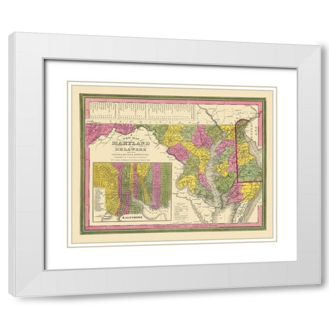 Maryland - Mitchell 1846 White Modern Wood Framed Art Print with Double Matting by Mitchell
