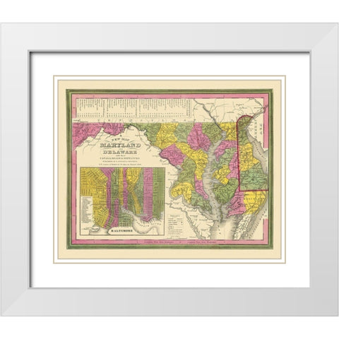 Maryland - Mitchell 1846 White Modern Wood Framed Art Print with Double Matting by Mitchell