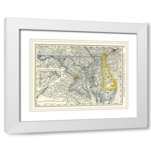 Maryland - Rand McNally 1879 White Modern Wood Framed Art Print with Double Matting by Rand McNally
