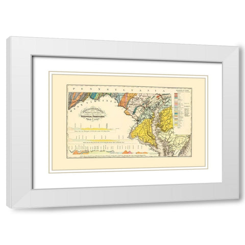 Maryland Maryland Geological - Tyson 1873 White Modern Wood Framed Art Print with Double Matting by Tyson