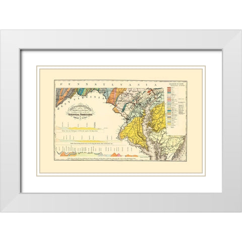 Maryland Maryland Geological - Tyson 1873 White Modern Wood Framed Art Print with Double Matting by Tyson