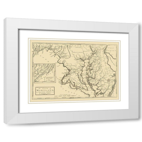 Maryland - Lewis 1795 White Modern Wood Framed Art Print with Double Matting by Lewis