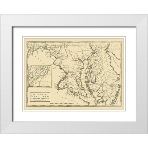 Maryland - Lewis 1795 White Modern Wood Framed Art Print with Double Matting by Lewis