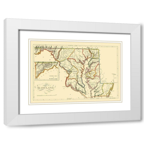 Maryland - Carey 1814 White Modern Wood Framed Art Print with Double Matting by Carey