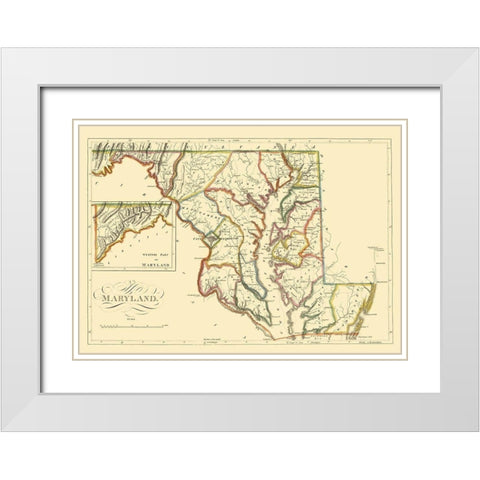 Maryland - Carey 1814 White Modern Wood Framed Art Print with Double Matting by Carey