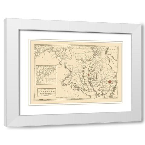 Maryland - Lewis 1796 White Modern Wood Framed Art Print with Double Matting by Lewis