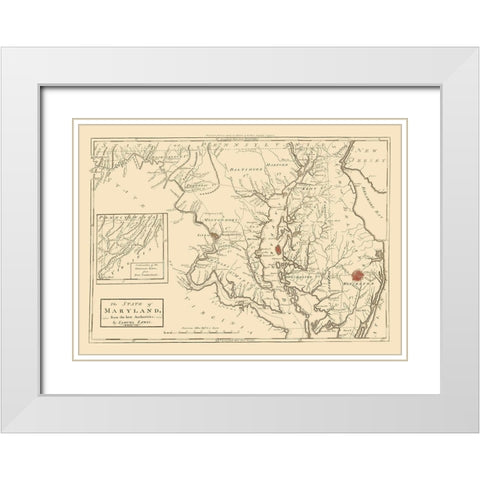 Maryland - Lewis 1796 White Modern Wood Framed Art Print with Double Matting by Lewis