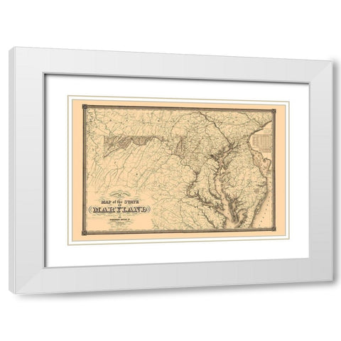 Maryland - Lucas 1841 White Modern Wood Framed Art Print with Double Matting by Lucas