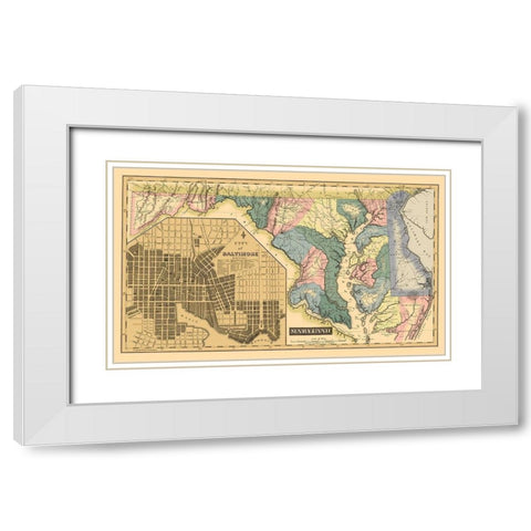 Maryland, Delaware - Lucas 1823 White Modern Wood Framed Art Print with Double Matting by Lucas