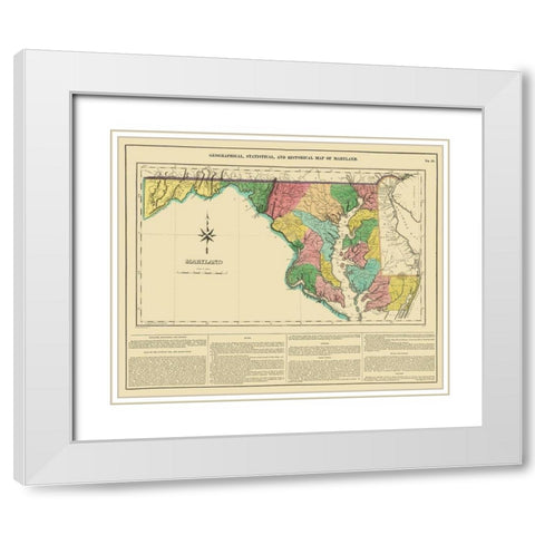 Maryland, Delaware, Pennsylvania, Virginia White Modern Wood Framed Art Print with Double Matting by Carey