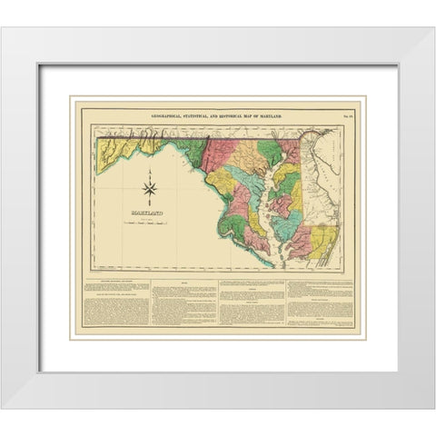 Maryland, Delaware, Pennsylvania, Virginia White Modern Wood Framed Art Print with Double Matting by Carey