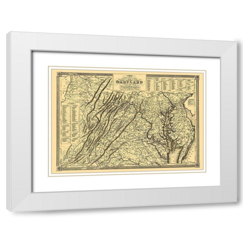 Maryland, Delaware - Lucas 1836 White Modern Wood Framed Art Print with Double Matting by Lucas