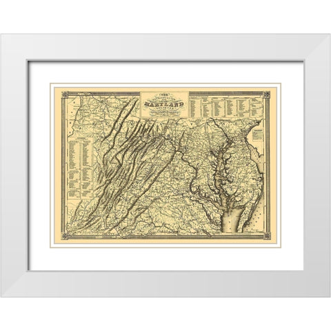 Maryland, Delaware - Lucas 1836 White Modern Wood Framed Art Print with Double Matting by Lucas