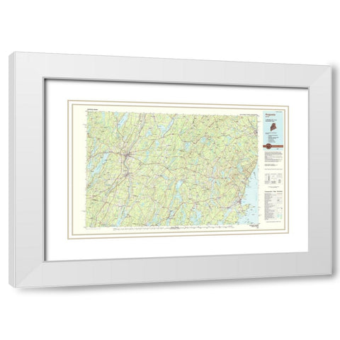 Augusta Maine Quad - USGS 1984 White Modern Wood Framed Art Print with Double Matting by USGS