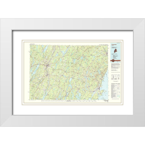 Augusta Maine Quad - USGS 1984 White Modern Wood Framed Art Print with Double Matting by USGS