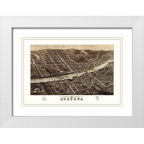Augusta Maine - Stoner 1878  White Modern Wood Framed Art Print with Double Matting by Stoner