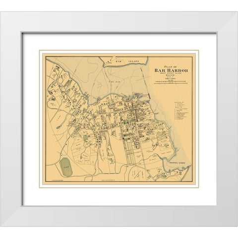 Bar Harbor Maine Landowner - Colby 1887 White Modern Wood Framed Art Print with Double Matting by Colby