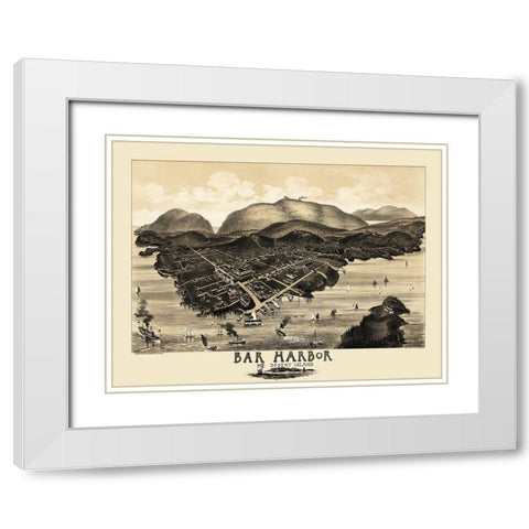 Bar Harbor Mt Desert Island Maine - Morris 1886 White Modern Wood Framed Art Print with Double Matting by Morris