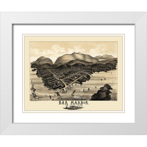 Bar Harbor Mt Desert Island Maine - Morris 1886 White Modern Wood Framed Art Print with Double Matting by Morris